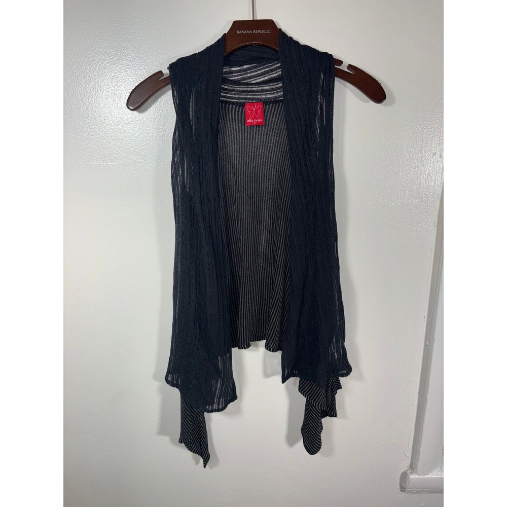 Vintage Stripe Vest Medium Black Emo Goth 2010s‎ Asymmetrical Bella Swan Myspace